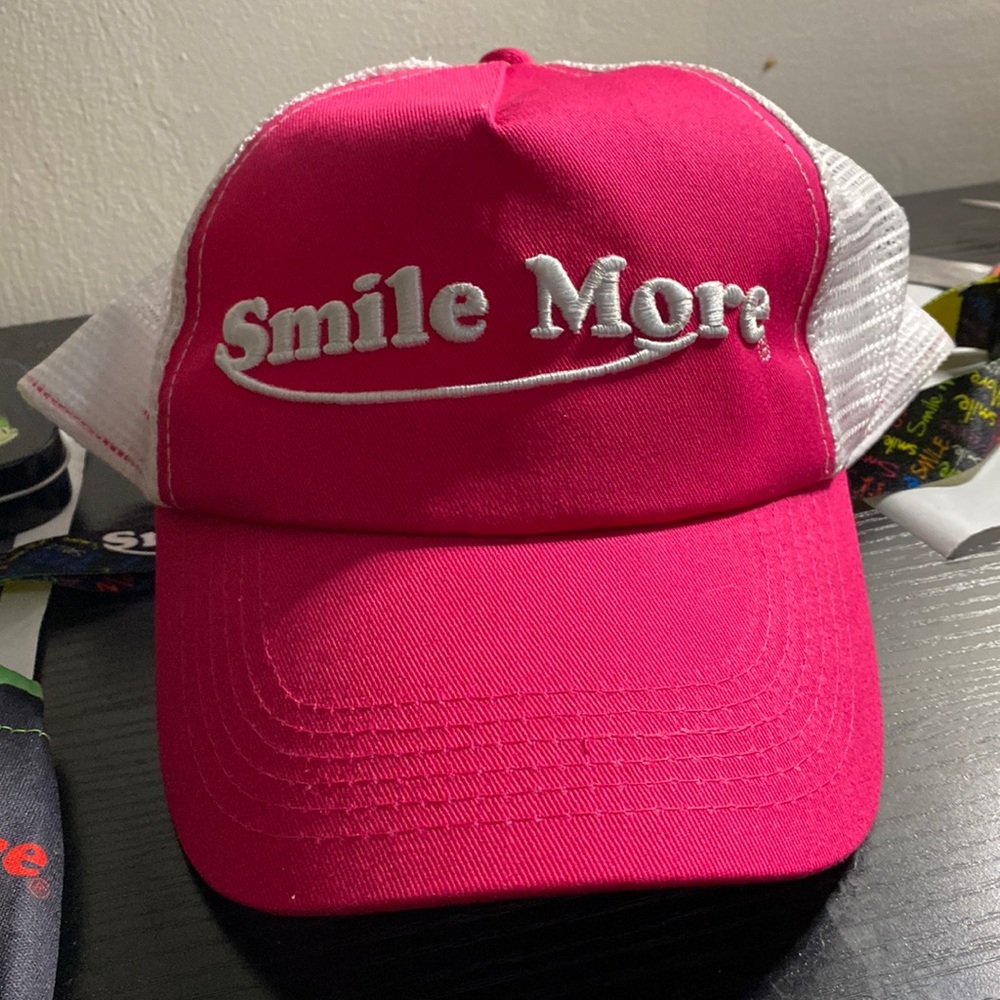 Pink smile more trucker hat